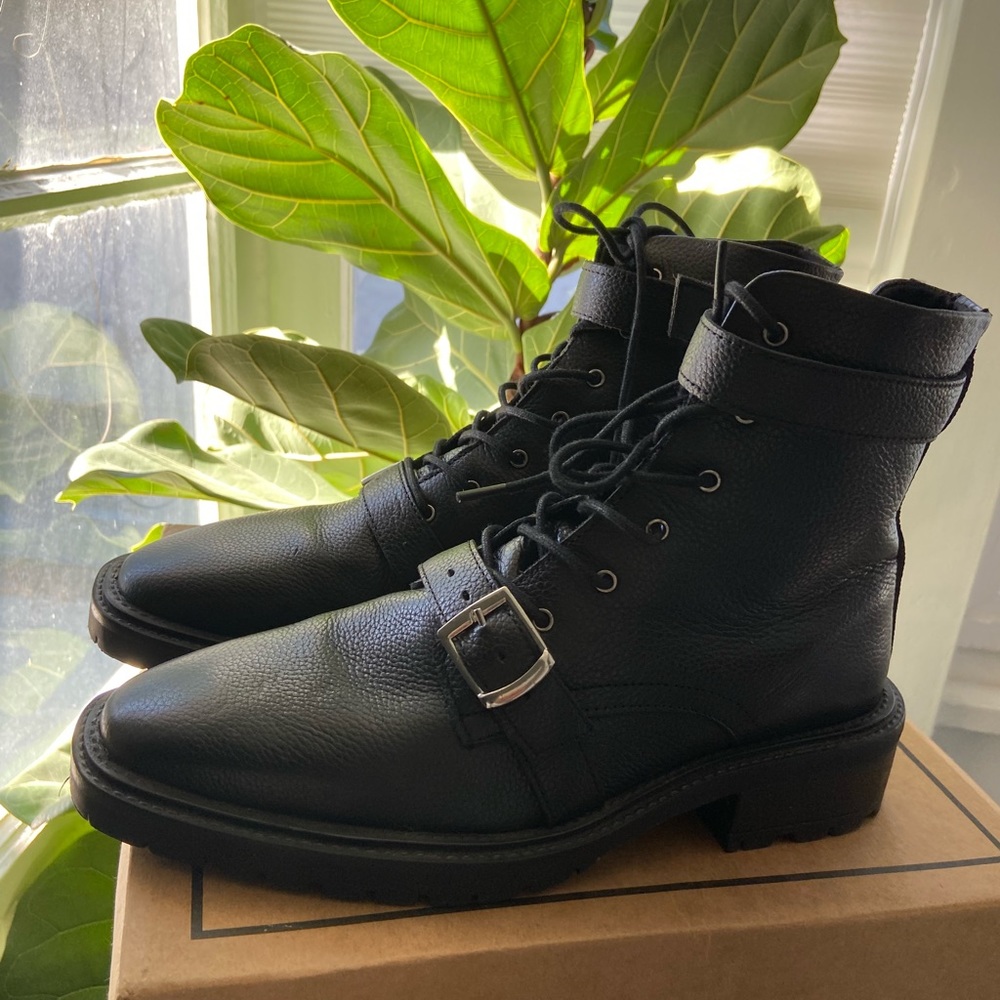ASOS DESIGN Astrid leather chunky military boots in black